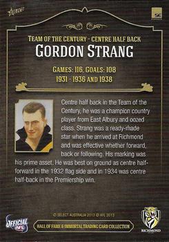 2013 Richmond Hall of Fame and Immortal Trading Card Collection #47 Gordon Strang Back